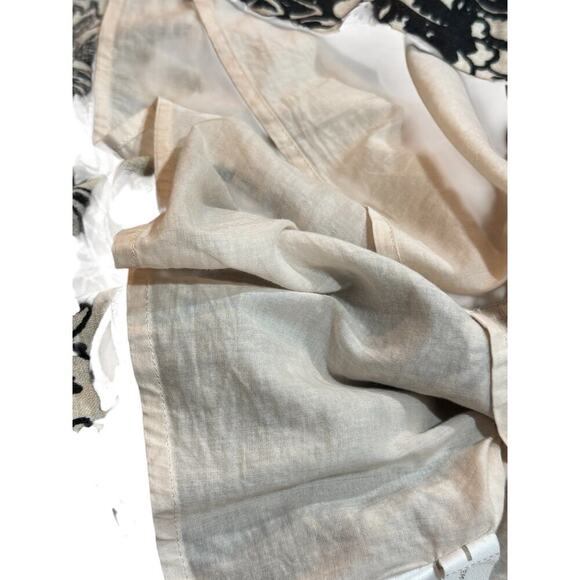 Loft Dress Linen Cotton Size 12 Beige with Black Border - Picture 9 of 10